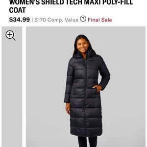 Black long puffer coat. Size M